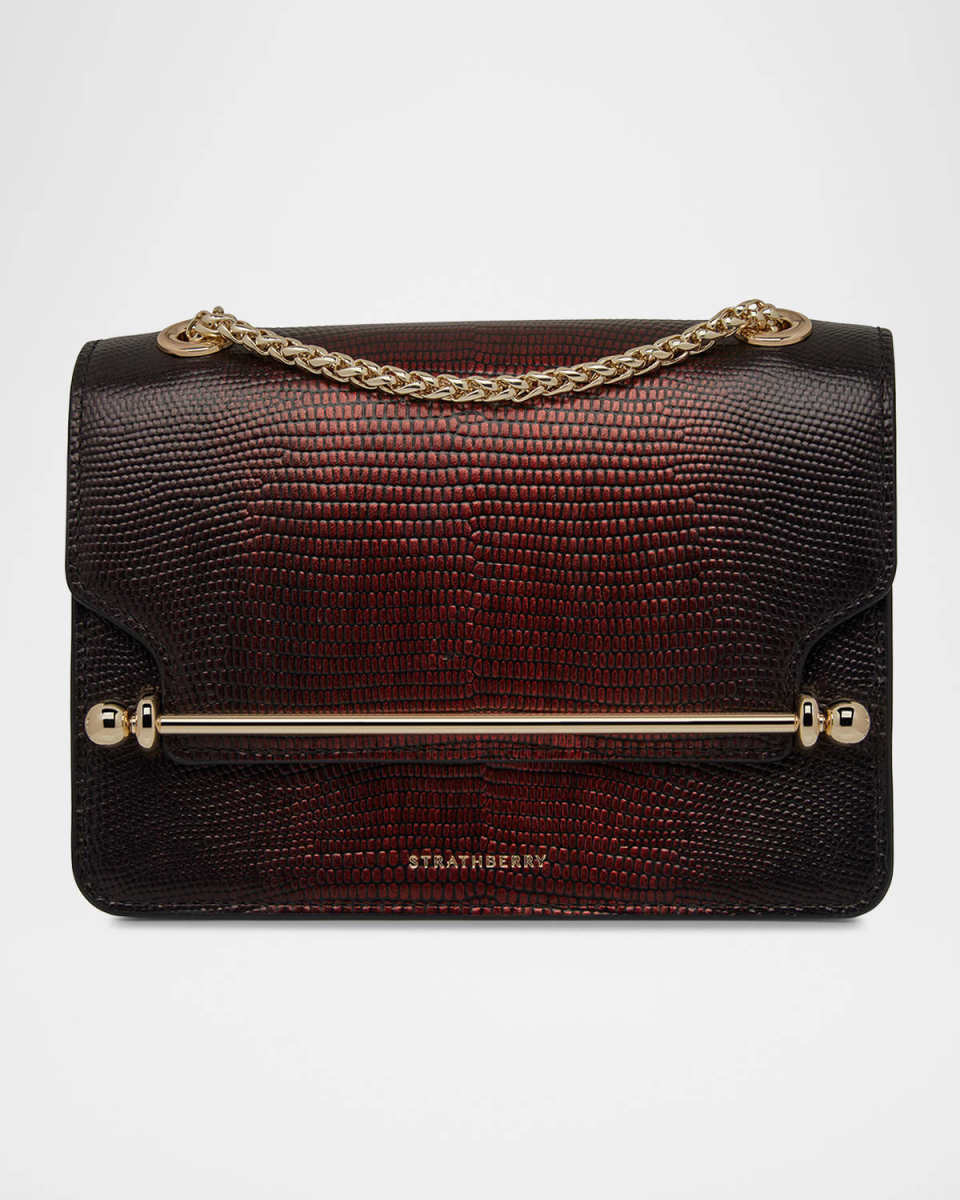 Mini Ombre Lizard-Embossed Leather Shoulder Bag